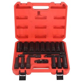 1/2" Drive Deep Impact Socket Set, 20Pcs Socket Set, 3',5',10' Extension Bars,3/8" to 1/2" Universal Joint